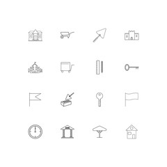 Buildings And Constructions simple linear icons set. Outlined vector icons