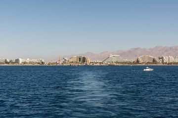 Fototapeta premium Sailing on a boat at the Red Sea Eilat