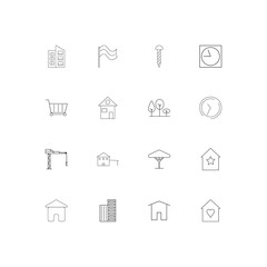Fototapeta na wymiar Buildings And Constructions simple linear icons set. Outlined vector icons