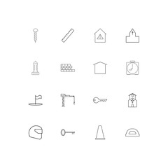 Buildings And Constructions simple linear icons set. Outlined vector icons