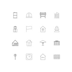 Buildings And Constructions simple linear icons set. Outlined vector icons