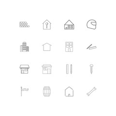 Fototapeta na wymiar Buildings And Constructions simple linear icons set. Outlined vector icons