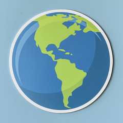 Fototapeta na wymiar Cut out paper globe icon