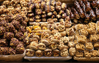 Turkish Sweets in Spice Bazaar, Istanbul, Turkey