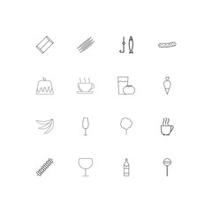 Food And Drink simple linear icons set. Outlined vector icons