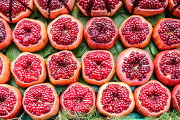 Group of half pomegranates