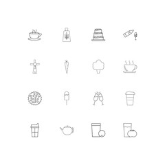 Food And Drink simple linear icons set. Outlined vector icons