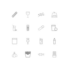 Food And Drink simple linear icons set. Outlined vector icons