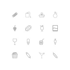 Food And Drink simple linear icons set. Outlined vector icons