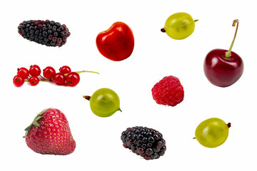 Fresh ripe berry in closeup on isolated white background. Berries