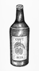 Fototapeta na wymiar Hand-drawn craft beer bottle
