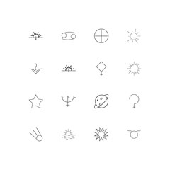 Astrology simple linear icons set. Outlined vector icons