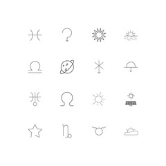 Astrology simple linear icons set. Outlined vector icons