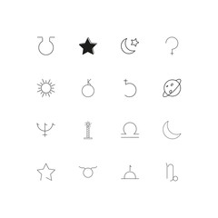 Astrology simple linear icons set. Outlined vector icons