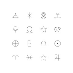 Astrology simple linear icons set. Outlined vector icons