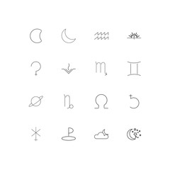 Astrology simple linear icons set. Outlined vector icons