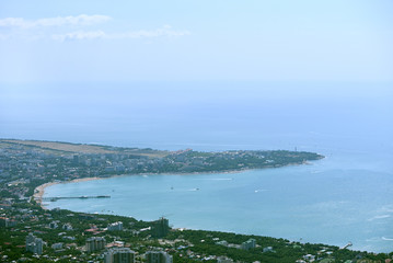 Beautiful bay in the city of Gelendzhik, on a clear sunny day from the height of the mountains