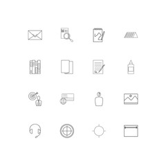 Office simple linear icons set. Outlined vector icons