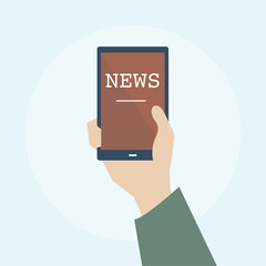 Illustration of hand holding smartphone