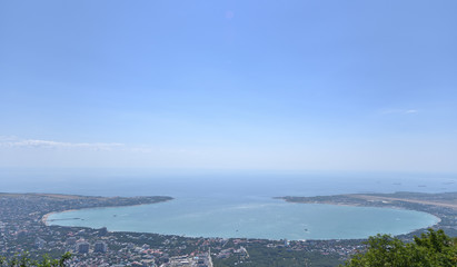Beautiful bay in the city of Gelendzhik, on a clear sunny day from the height of the mountains