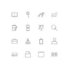 Office simple linear icons set. Outlined vector icons