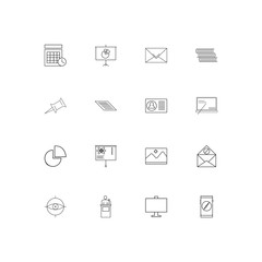 Office simple linear icons set. Outlined vector icons