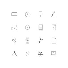 Office simple linear icons set. Outlined vector icons