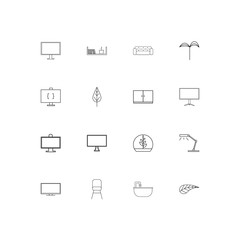 Furniture simple linear icons set. Outlined vector icons