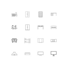 Furniture simple linear icons set. Outlined vector icons