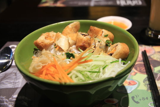 Vietnamese Pho with Spring Rolls