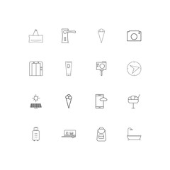 Travel simple linear icons set. Outlined vector icons