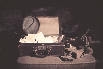 old letters in a suitcase, picture vintage effect