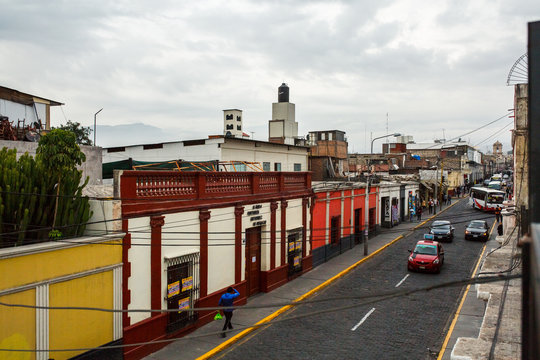 Arequipa, PERU - February 2, 2018 - Center of a town