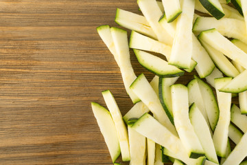 Chopped Zucchini on Wood