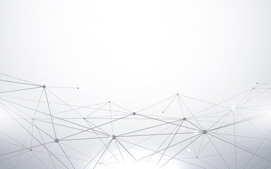 Abstract white and grey futuristic Molecules. Lines and technology connections concept background