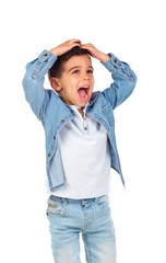 Surprised child with jeans