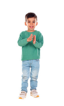 Full portrait of gipsy child with jeans