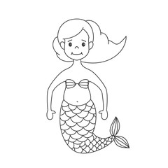 Cartoon mermaid on white background.