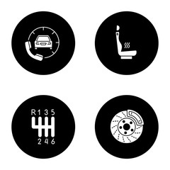 Auto workshop glyph icons set