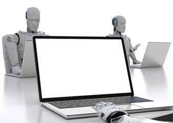 robot work on notebook