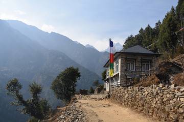 House close to Cheplung, Nepal, in the evening