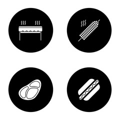 Barbecue glyph icons set