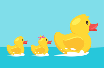 yellow rubber duck with family