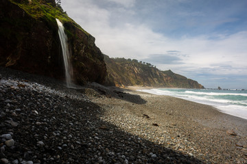 Waterfall on the Vallina beach, Oviñana, Cudillero
