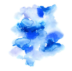 Blue paint splash. Watercolor wet spots