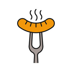 Grilled sausage on fork color icon