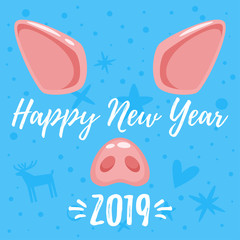 Christmas greeting card with pig