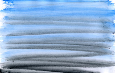 Abstract watercolor hand painted brush strokes. Horizontal striped background. 