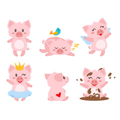  set of cute pink pig