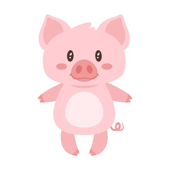 cute pink standing pig